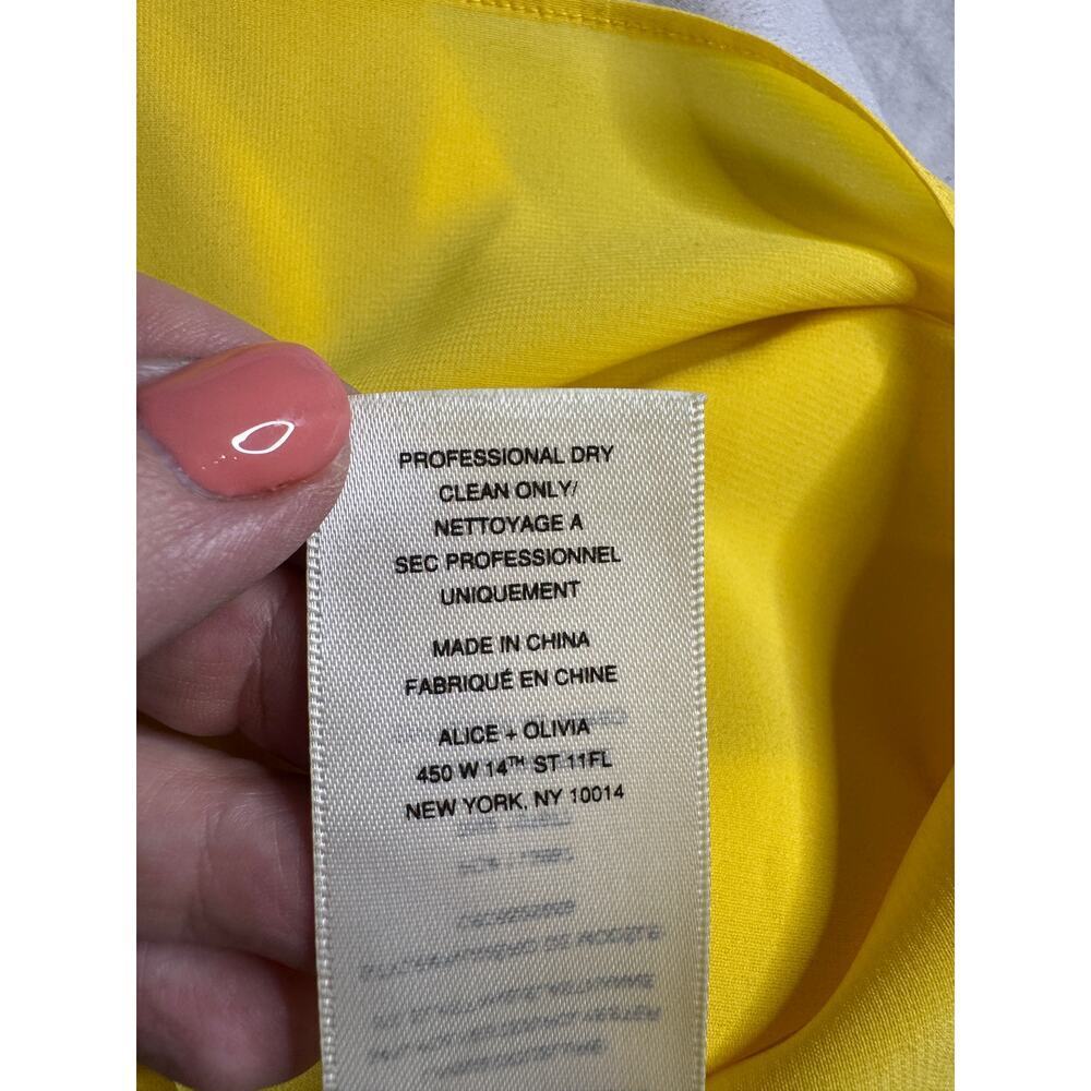 Alice + Olivia Dress Womens 4 Yellow Silk Racerback Mini Shift Zip Back Lined - Picture 6 of 8